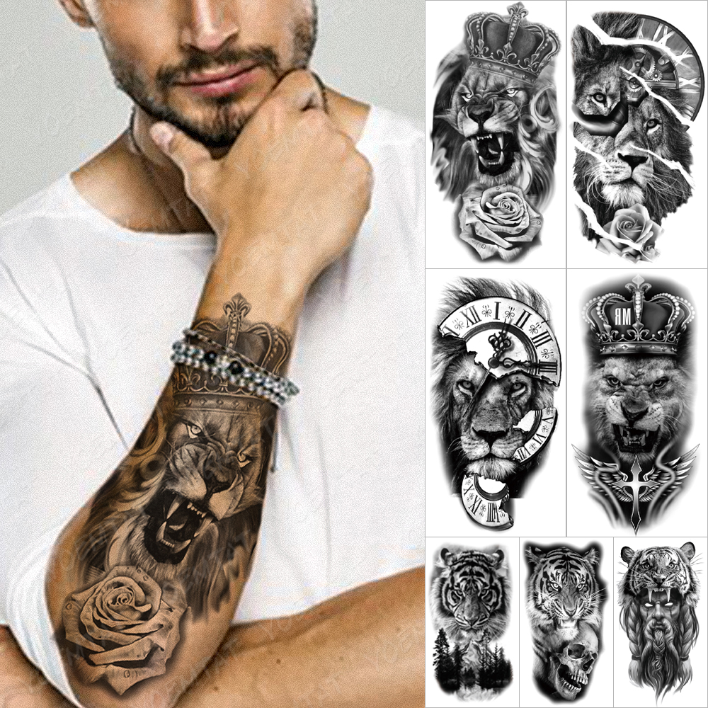 Best of Waterproof Temporary Tattoo Sticker Forest Lion Tiger Bear Flash Tattoos Women Leopard Wolf Crown Body Art Arm Fake Tatoo Men Reviews & Tips