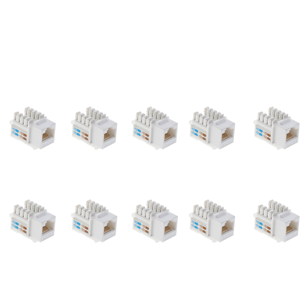 RJ45 Cat6 Keystone  Ethernet Punch Down Cat6 Network Module Adapter - 10 pack