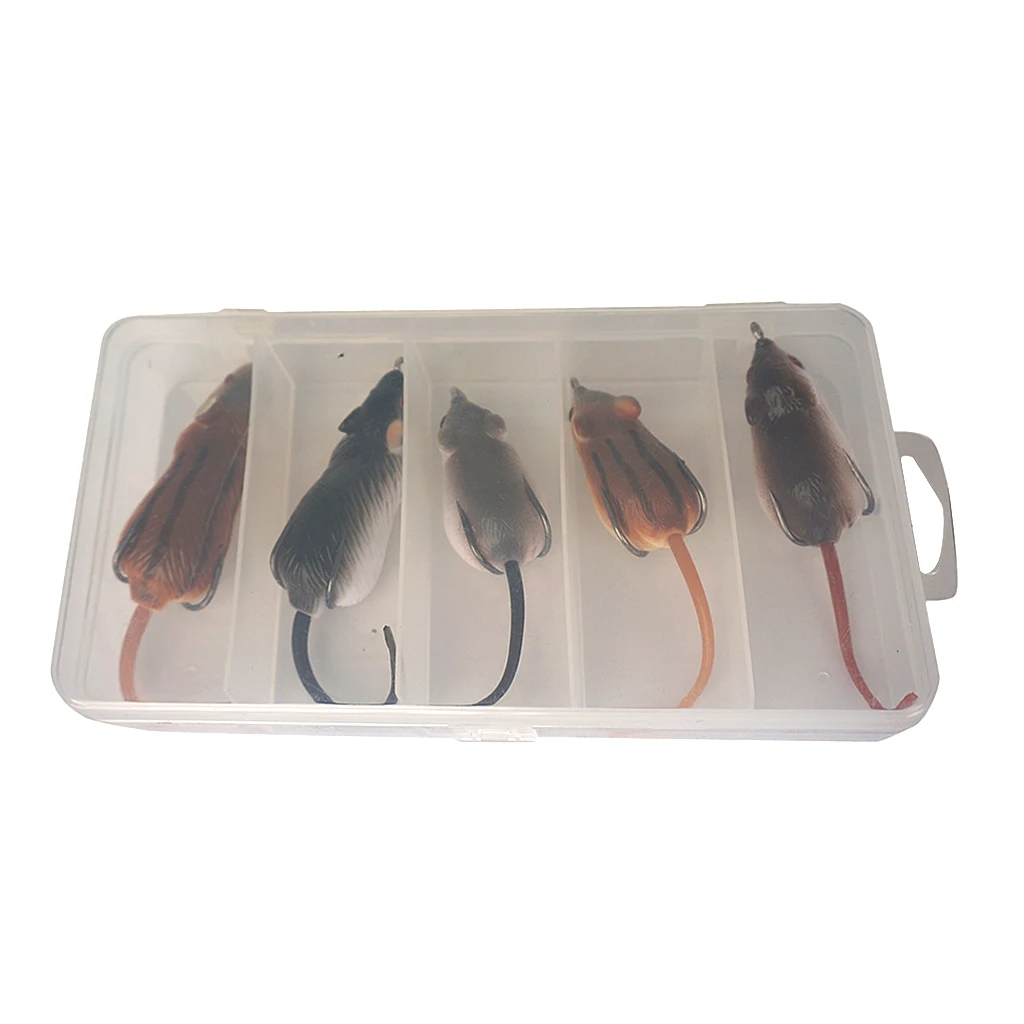 Mag 5x Simulation Mouse Fishing Lures Top Water Rat Swimbaits with Case
