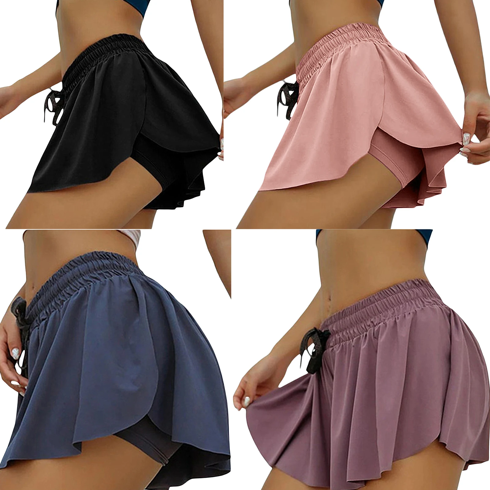 plus size womens clothing Women Simple Style Sports Skort, Female Solid Color Casual Elastic High Waist Oversize Skirt with Built-in Slip Shorts, S-XXXXXL adidas shorts