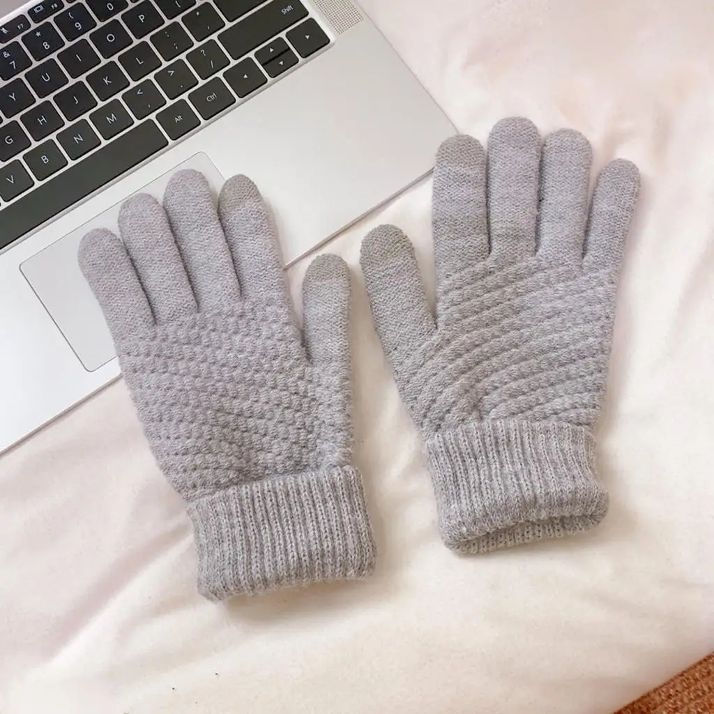 Knitted Winter Gloves Winter Warm Thick Gloves Touch Screen Skiing Gloves