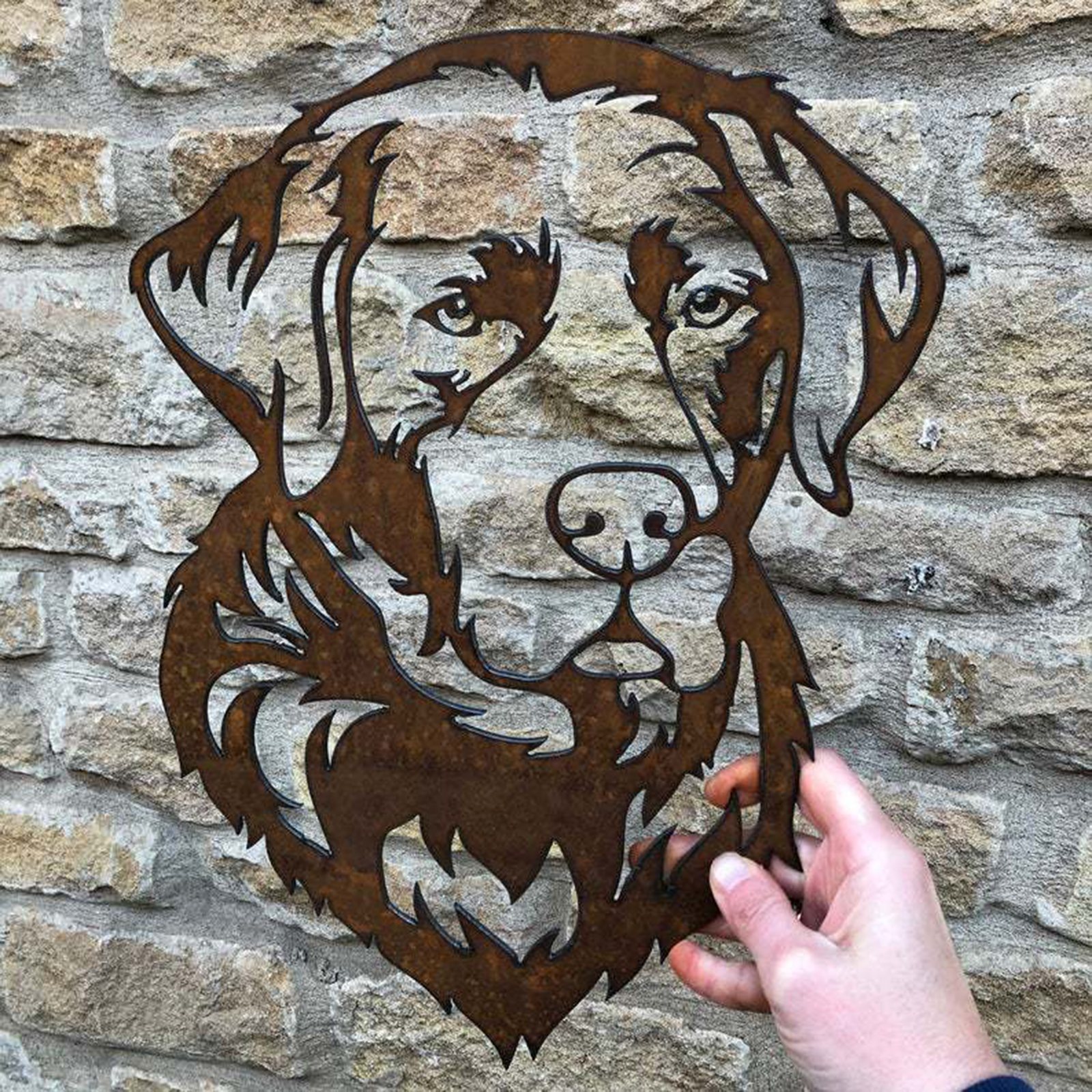 Cute Silhouette Steel Garden Dog Labrador Animal Decor Hollowed Out for Wall Fence Courtyard Decor House Outside Housewarming