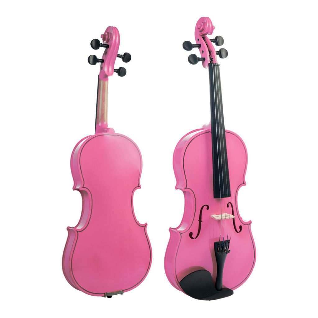 Solidwood Full Size Violin with Storage Bag Perform Bow Rosin Set Musical Instrument Gift - Pink