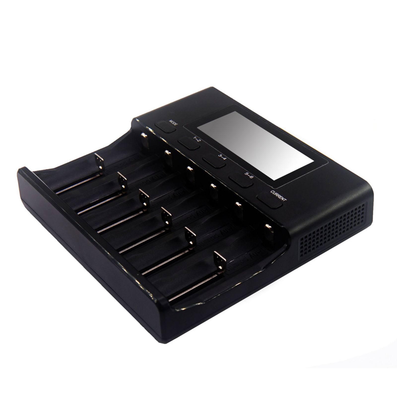 Plastic 6-Slot 18650 Battery Charger for 18350 32650 AA AAA Li-ion LiFePO4 Ni-MH Batteries Car-Polarity Detection EU Plug Black