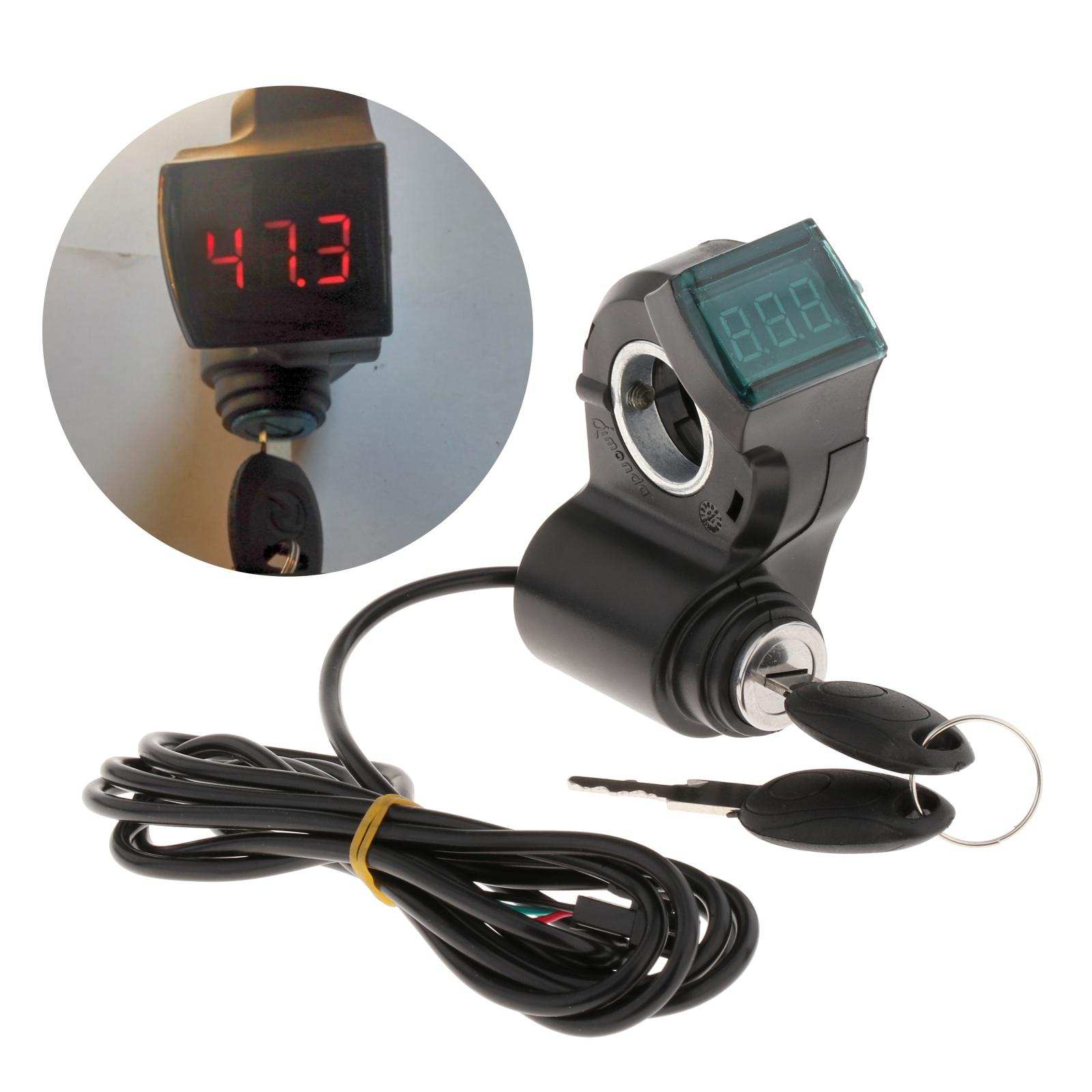 1pc Universal Electric Bike LED Digital Voltage Display Power with Key Parts