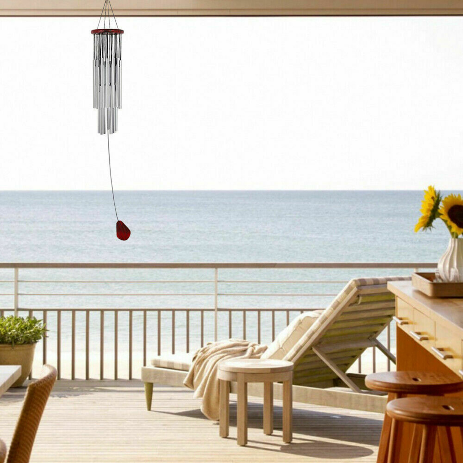 33.5 Inch Large 27 Tubes Wind Chimes Solidly Constructed Wood Aluminum Chime