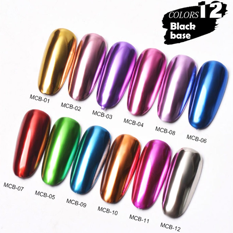 Best of FlorVida 12pcs Set Magic Mirror Glitter Powder Nail Art Pigment Chrome Dusts Rub On Nails Design For Manicure Holographic MCB Reviews & Tips - Image 2