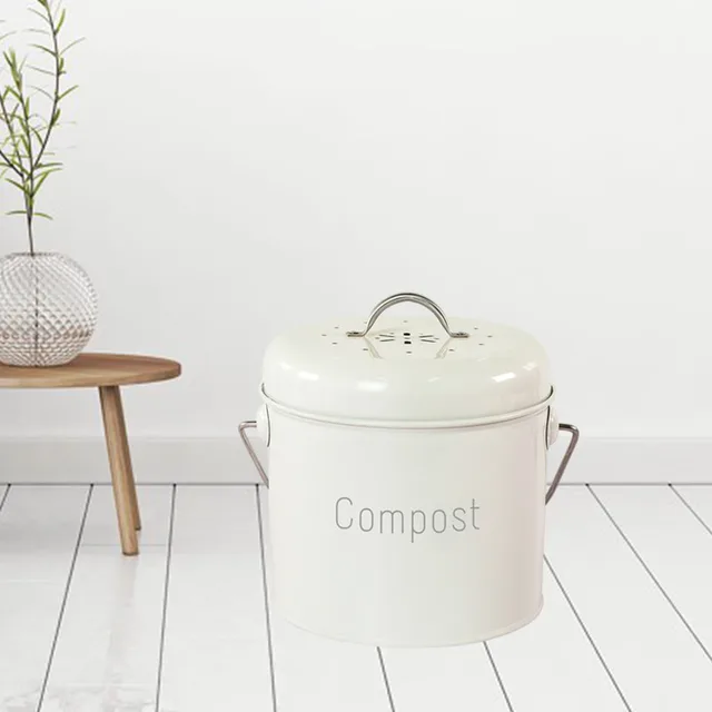 Kitchen Compost Bin for Kitchen Countertop Compost Bucket for Kitchen with  Lid Includes Charcoal Filter Green/White 85LC