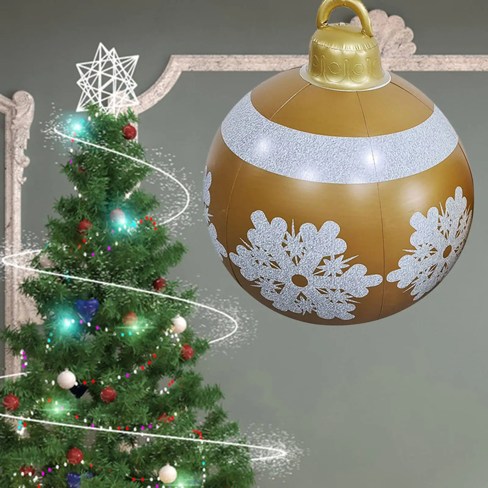 23.6inch Giant Christmas Inflatable Ball Ornament Decorative PVC for Indoor Lawn