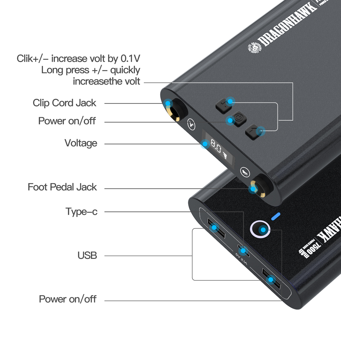 Best of Dragonhawk LCD Tattoo Power Bank Rechargeable Tattoo Machine Battery Power Box Wireless Power Supply Permanent Makeup Reviews & Tips - Image 3