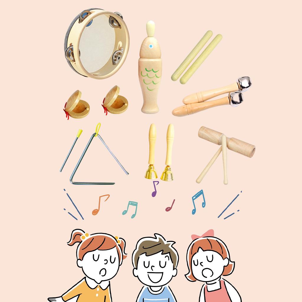 Percussion Instruments Toy with Storage Bag Musical Instrument Set for Cultivate Sense of Teamwork Girls Building Confident
