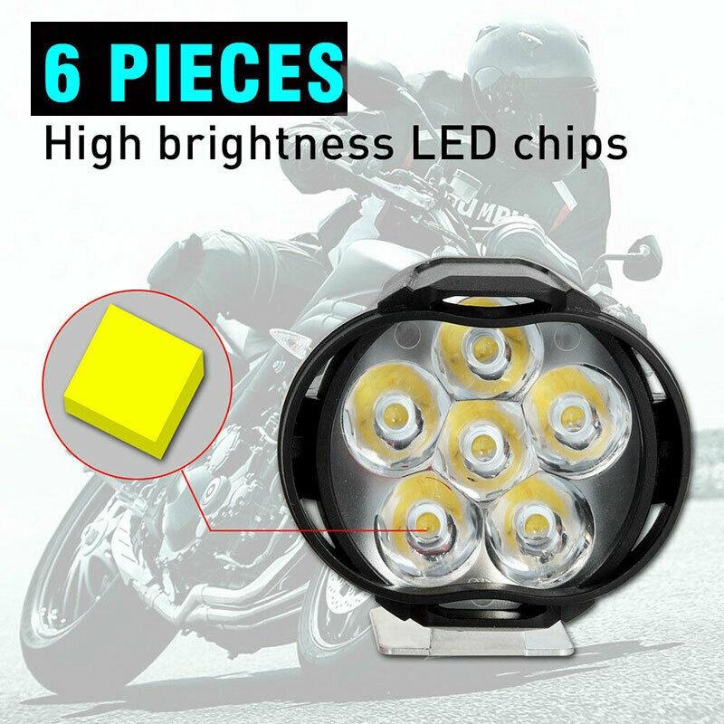 2 Packs 6000K 1000LM 6 LED Motorcycle Headlight 10W DRL Lamp for Motorbike