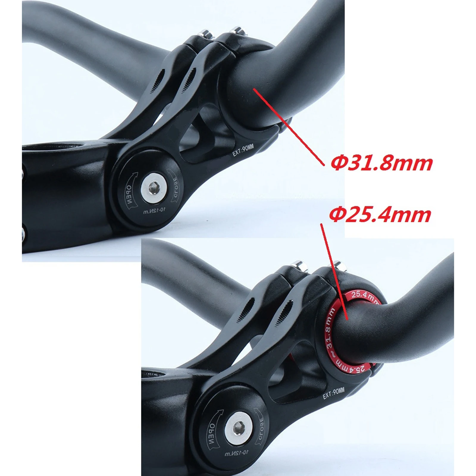 Bike Handlebar Shim Stem Reducer Convert 25.4mm to 31.8mm Bar Bore Adapter Bike Accessories