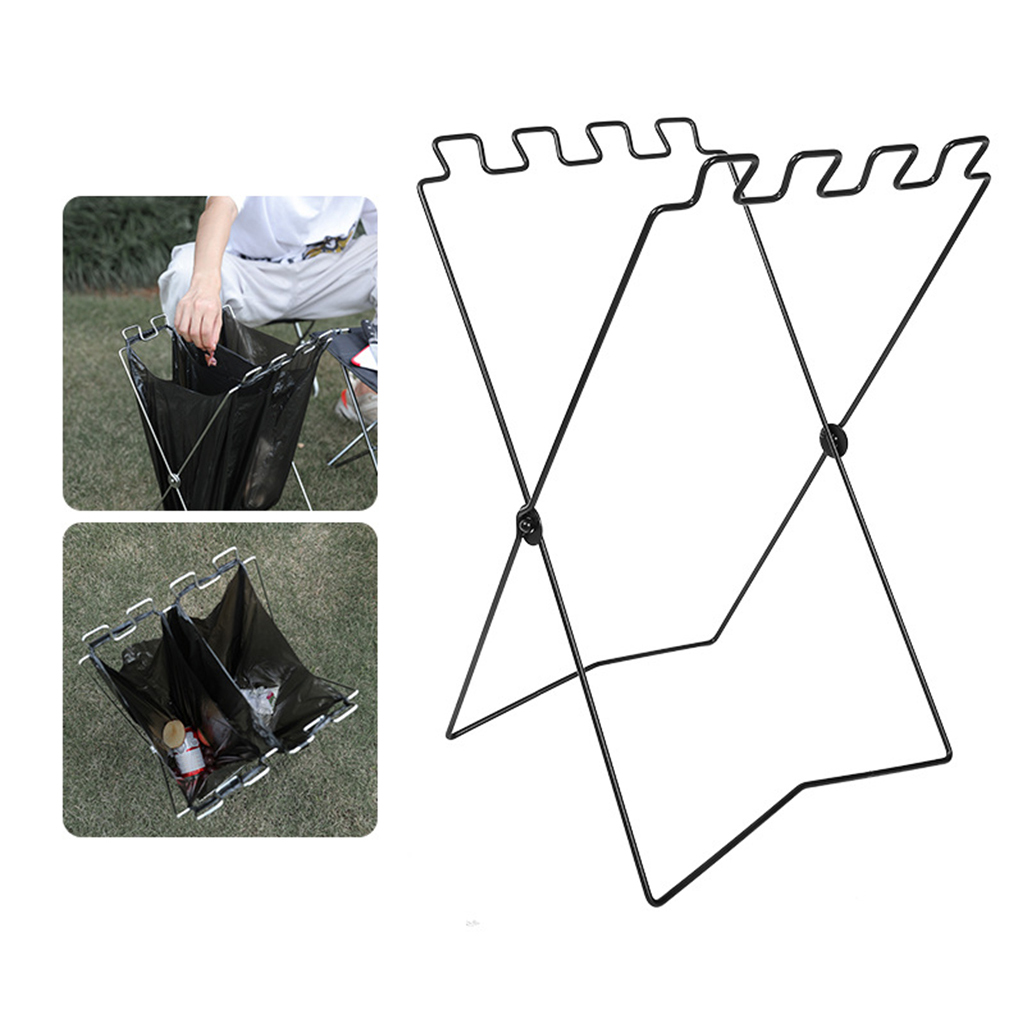 Foldable Trash Bag Holder Stand Portable Waste Sorting Bin Rack Sorting
