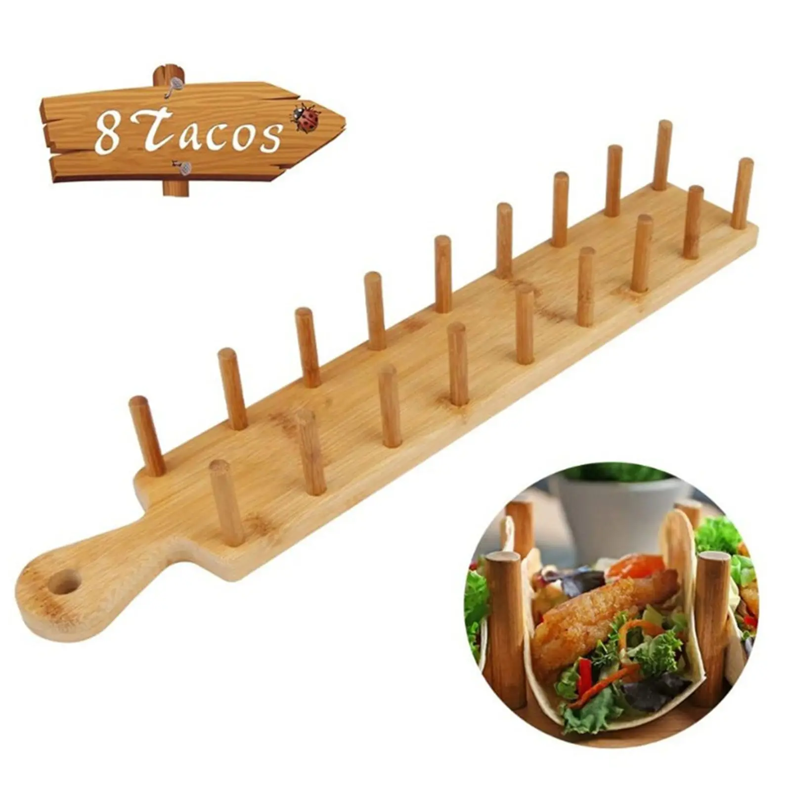 2x Taco Holder Tortillas Vintage 8 Soft or Hard Shell Tacos Pancake Rack for Kitchen