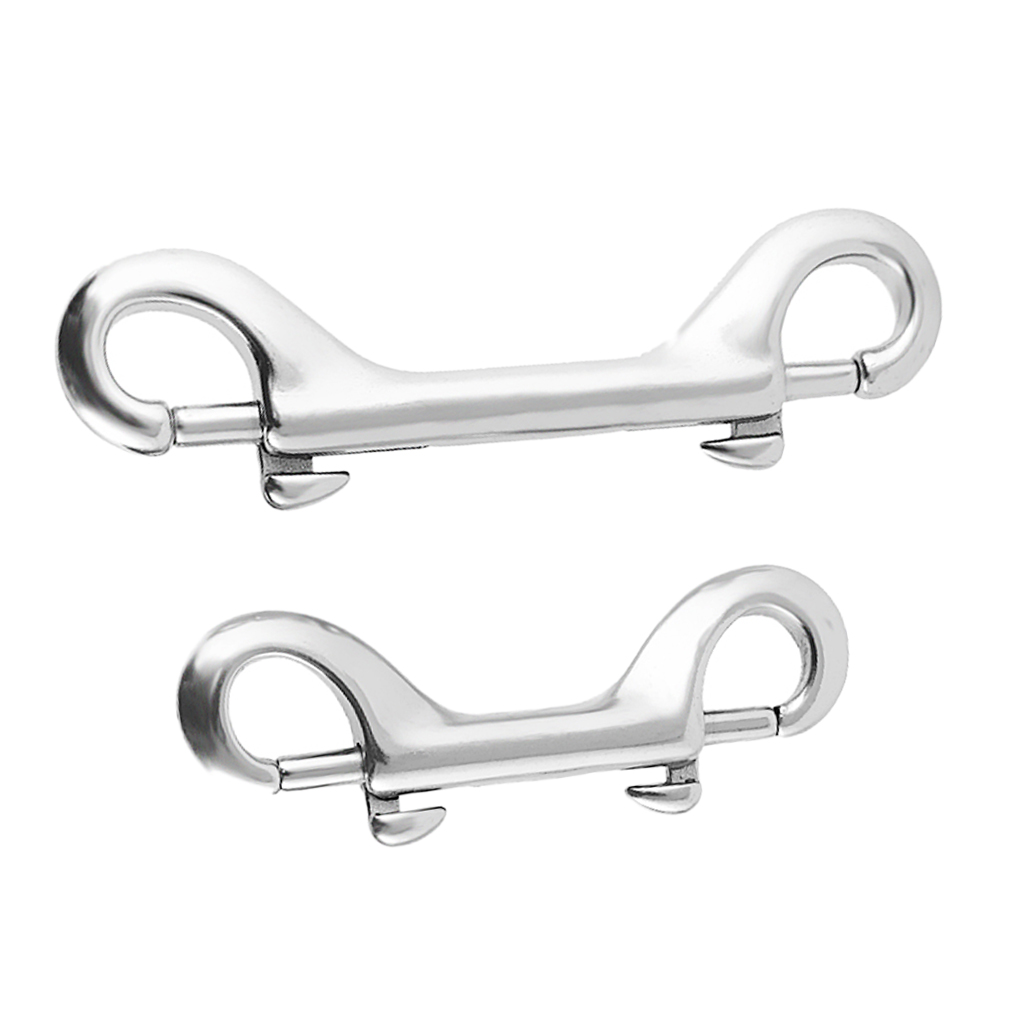 MagiDeal 2 Pieces Stainless Steel Scuba Diving Double End Snap Hooks Buckle Metal Clip for Heavy Duty Projects Secure Rope