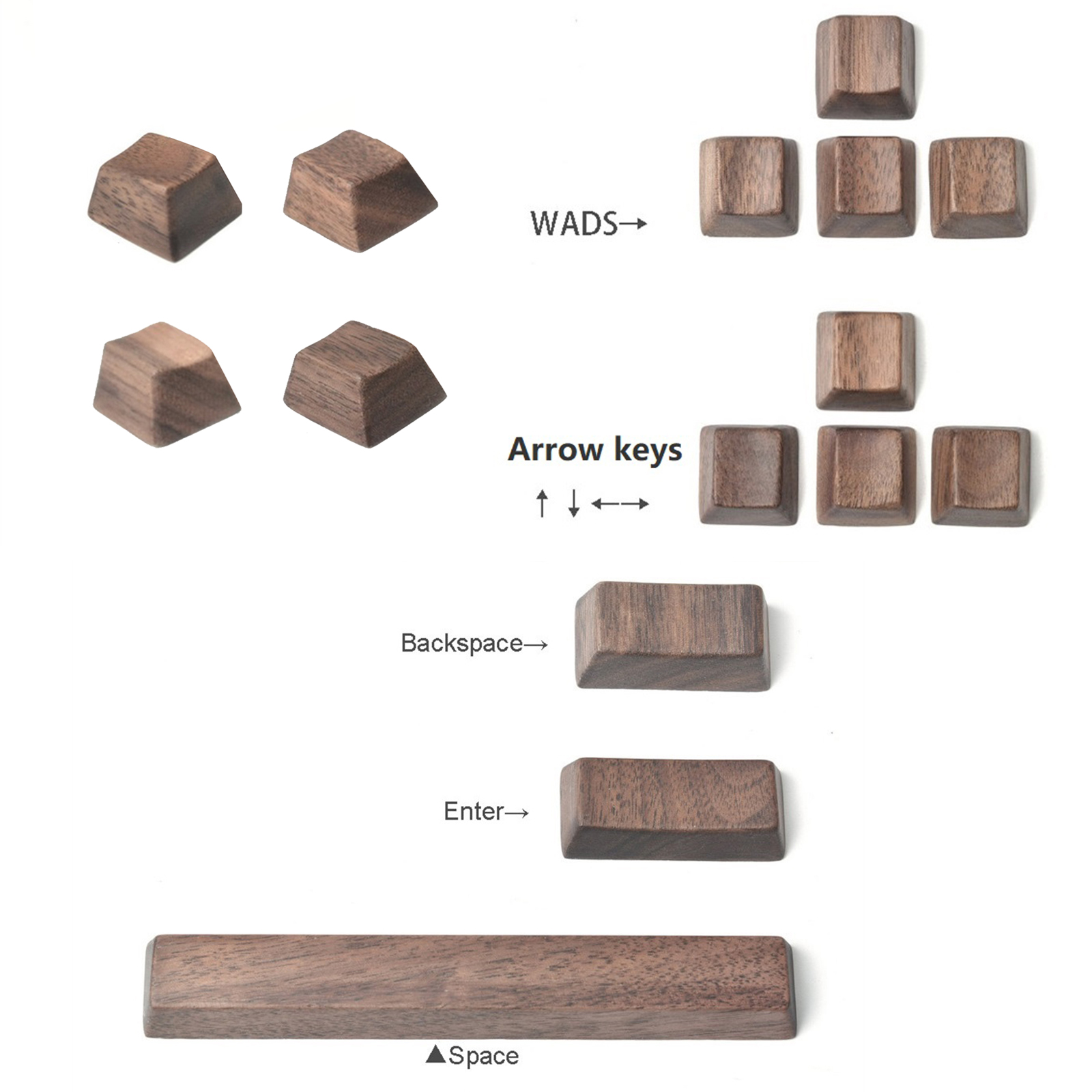 Wooden Keycap Solid Walnut Wood Keycap Novelty Keycaps for Cherry MX Mechanical Keyboard