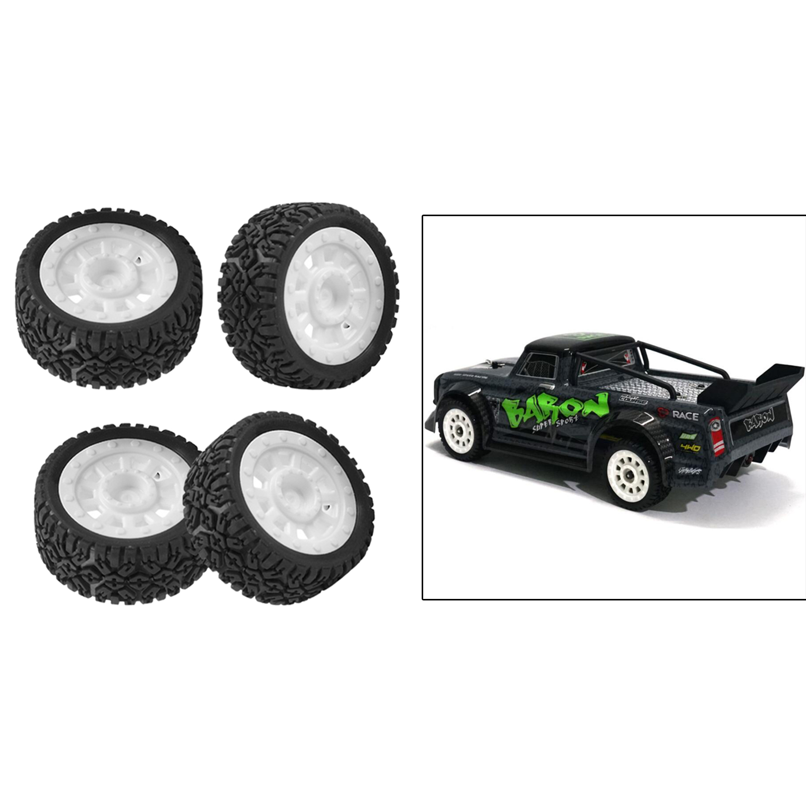 4pcs/set Flat Running Whee & Tires for SG-1603 SG-1604 Racing Truck DIY Part