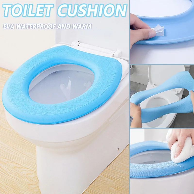 Convenient Washable Adhesive Washroom Warm Toilet Seat Pad Cover Esdt#gdul 