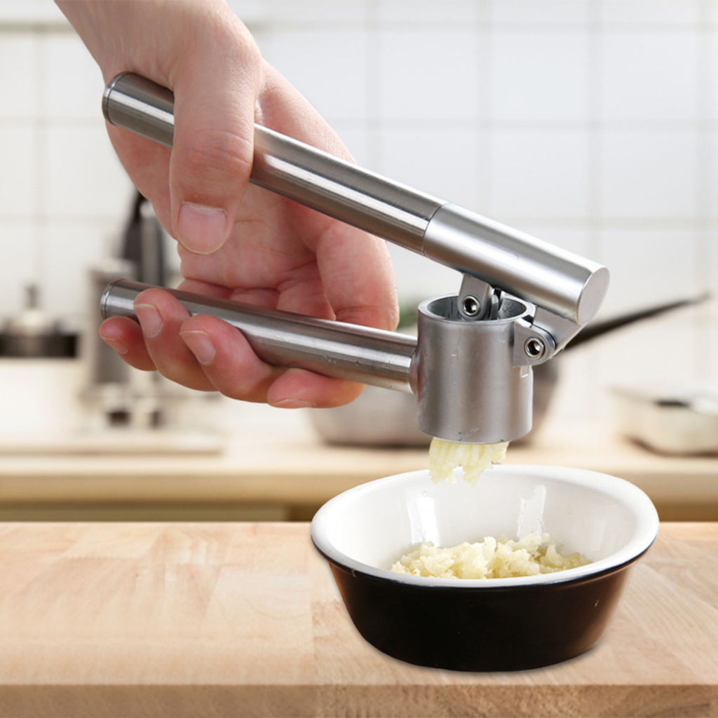 Garlic Press Crusher Dishwasher Masher Multifunction Burlap Press Comes Silver Mincer Extract Ginger Press for Garlic