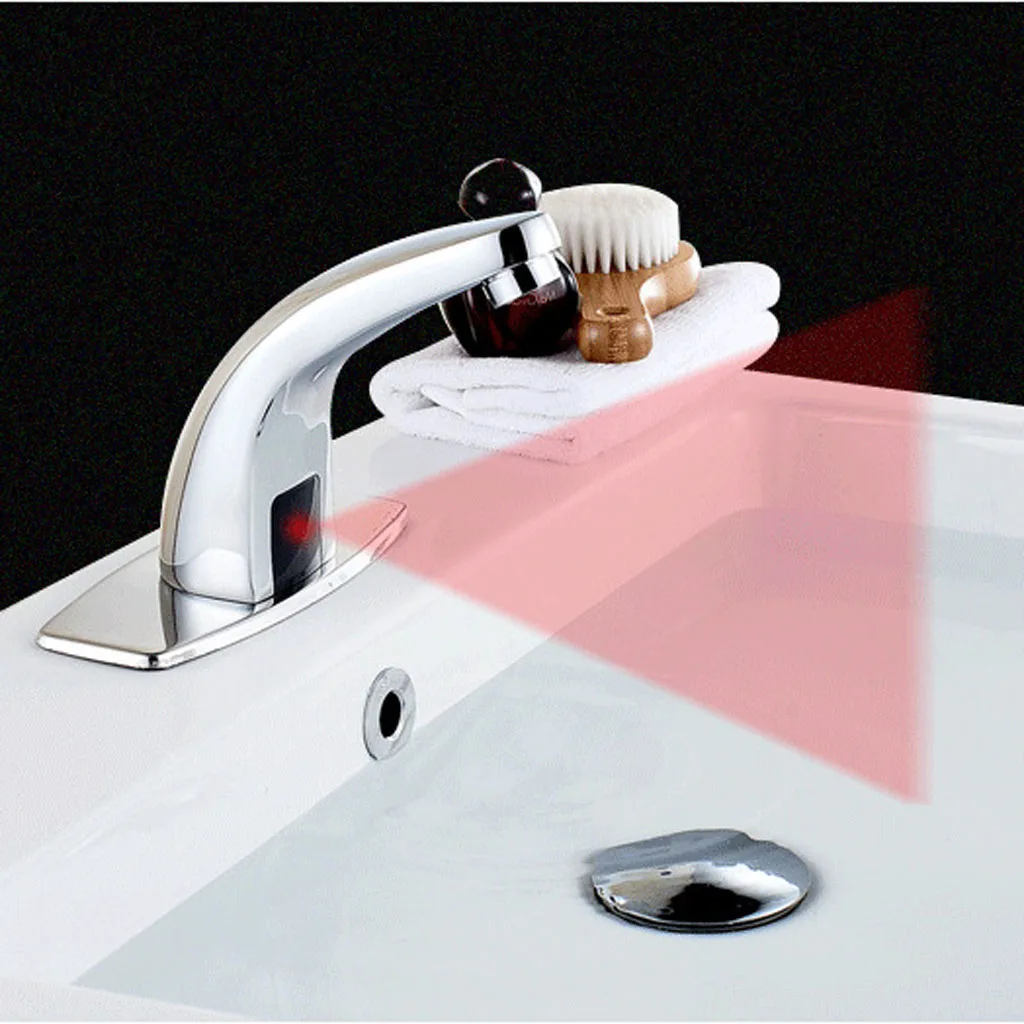 MagiDeal Alloy Automatic Infrared Sensor Sink Basin Faucet Hands Free Auto Mixer Tap Water Faucet Touch Water Tap Hands