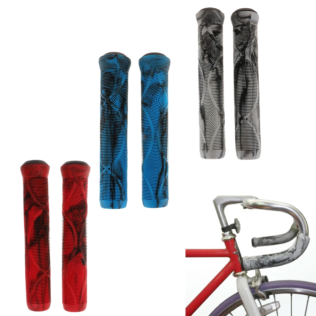 Bike  Grips  BMX Non-slip Cycling Handlebar Lock on Grip - red- black