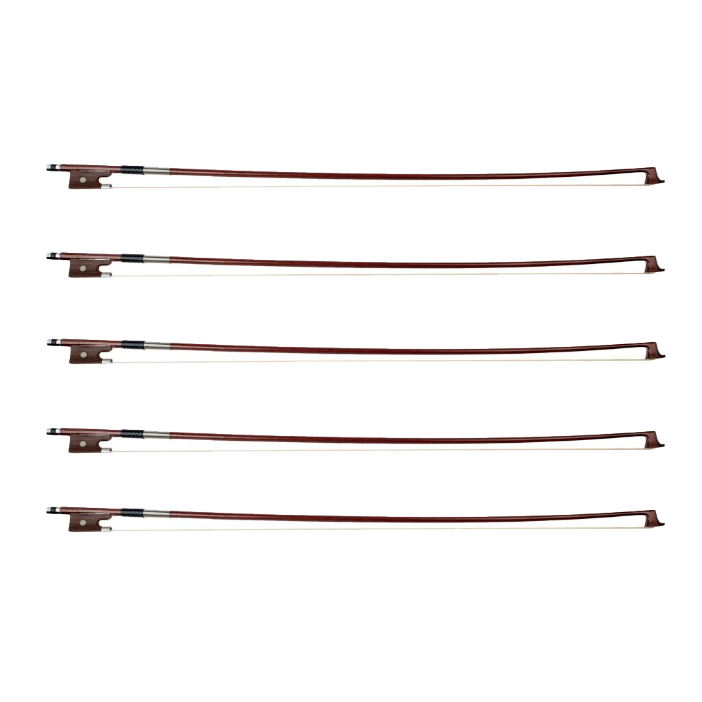 Durable 5Pcs Wooden 4/4 Violin Playing Bow Well Balance Quick Response 29.13inch Brown