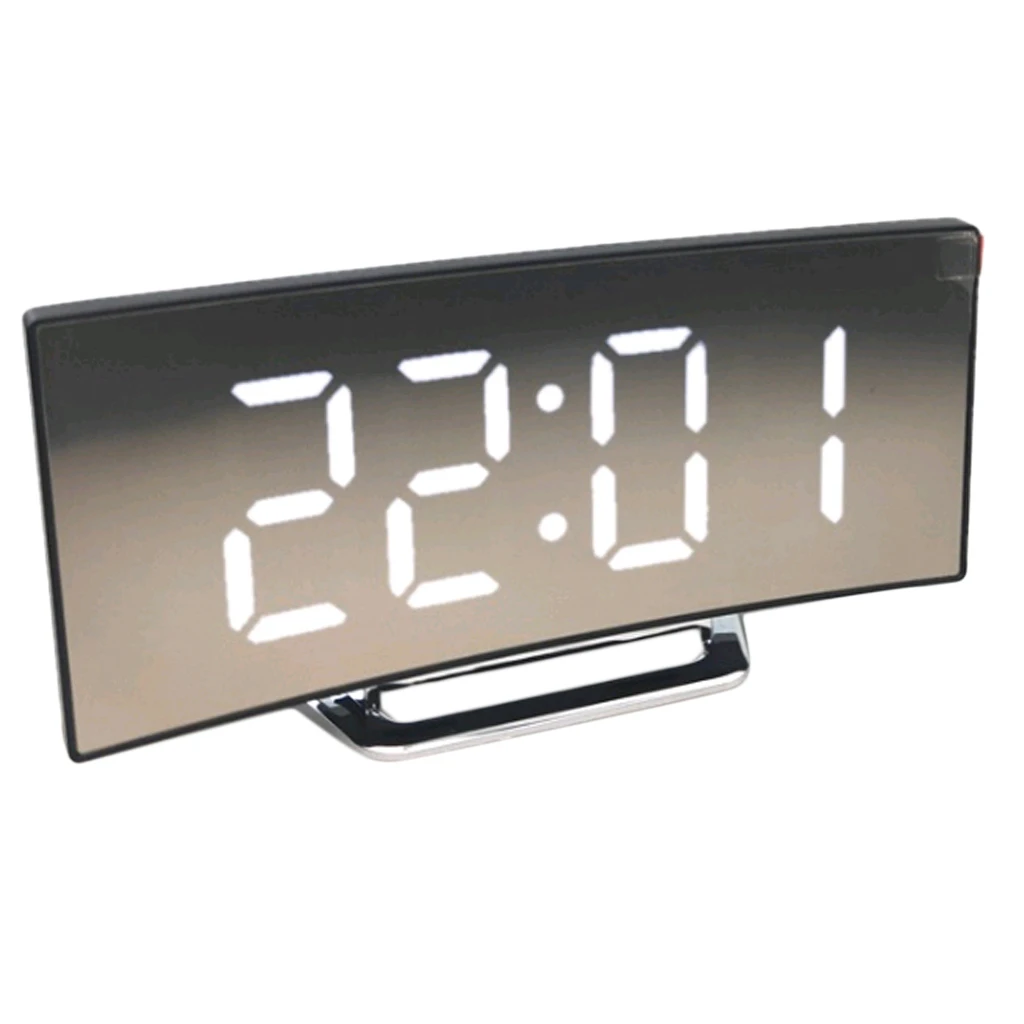 LED Digital Alarm Clock Mirror Clear Display Temperature Snooze Table USB Clocks