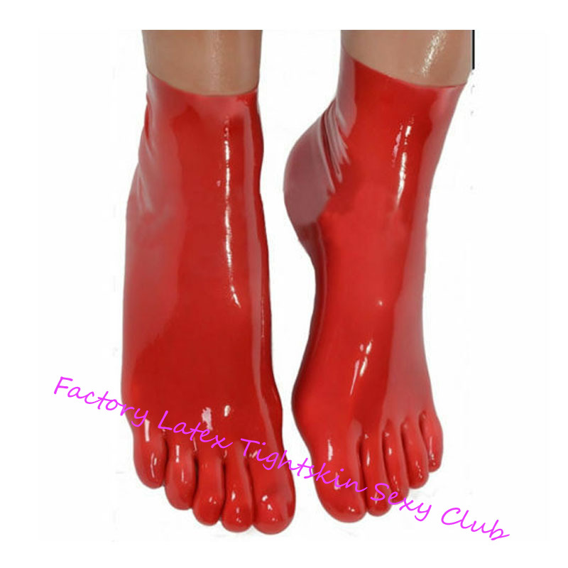 Unisex 5 Toes Latex Socks Short Ankle Fetish for Men Women Wear with Handmade Rubber Catsuit BodySuit Hood Color Black ,Red Unisex 5 Toes Latex Socks Short Ankle Fetish for Men Women Wear with Handmade Rubber Catsuit BodySuit Hood Color Black ,Red