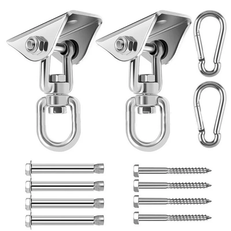 4x Outdoor Heavy Duty Swing Hangers Yoga Hammock Fixed Suspension Hooks Silver 