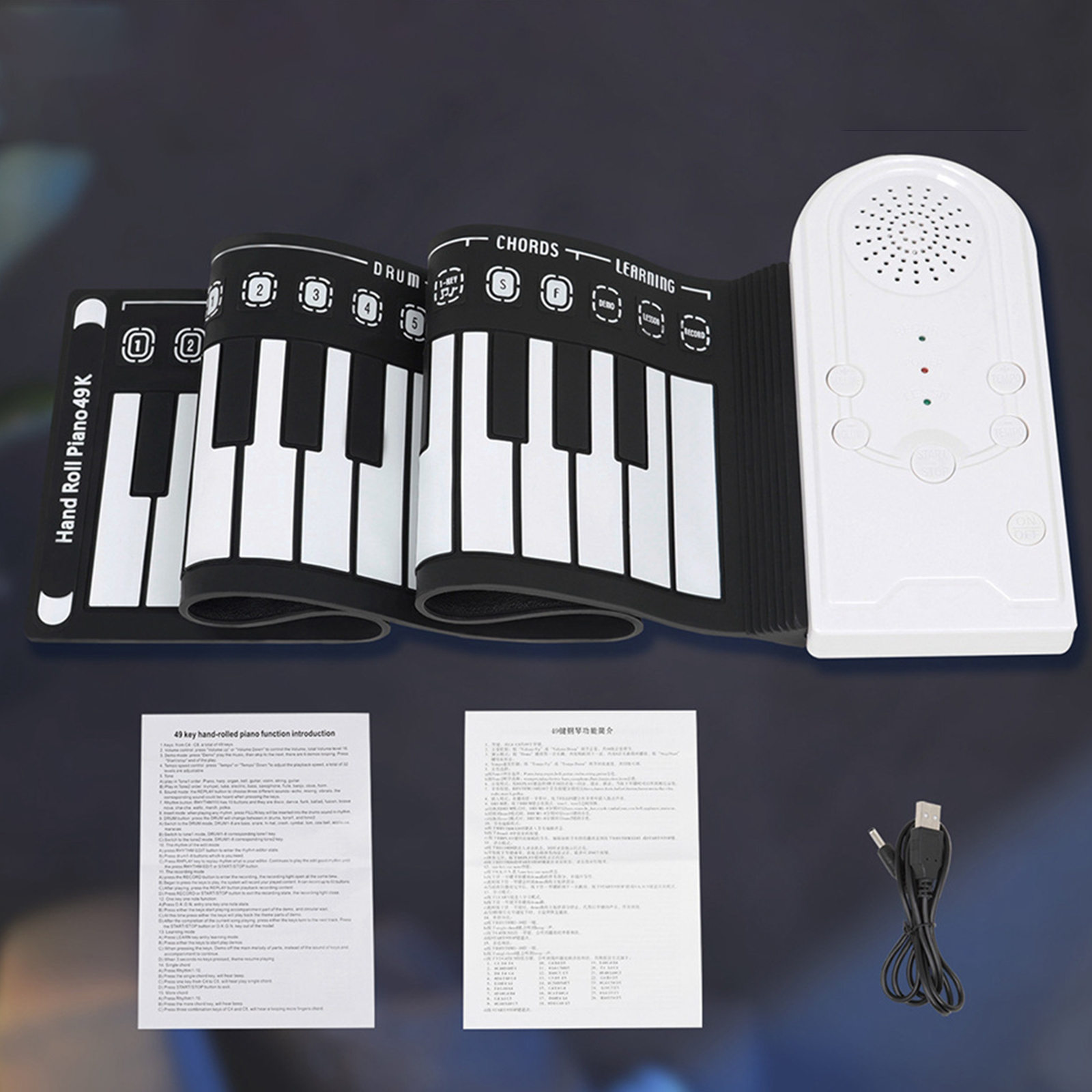 49Keys Flexible Electronic Keyboard Hand Roll Silicone Portable Piano Electronic Organ Roll Up Piano