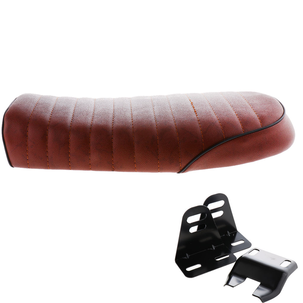 Waterproof Flat Brat Universal Cafe Racer Seat Vintage Saddle For HONDA CG125 with Mounting Accessories