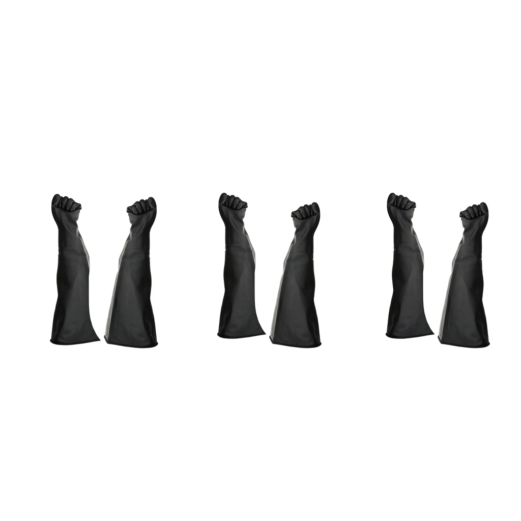 1pair 80cm Industrial Lab Solvent Chemical Resistant Latex Work Gloves Black