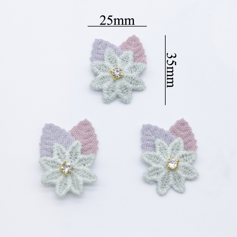10 Stück Blätter verziert mit Blumen-Strass-Applikationen für DIY-Kleidung, Hut, Handschuhe, Leggings, Socken, Kopfbedeckungen, Nähen, Dekor-Patches – Detail 3