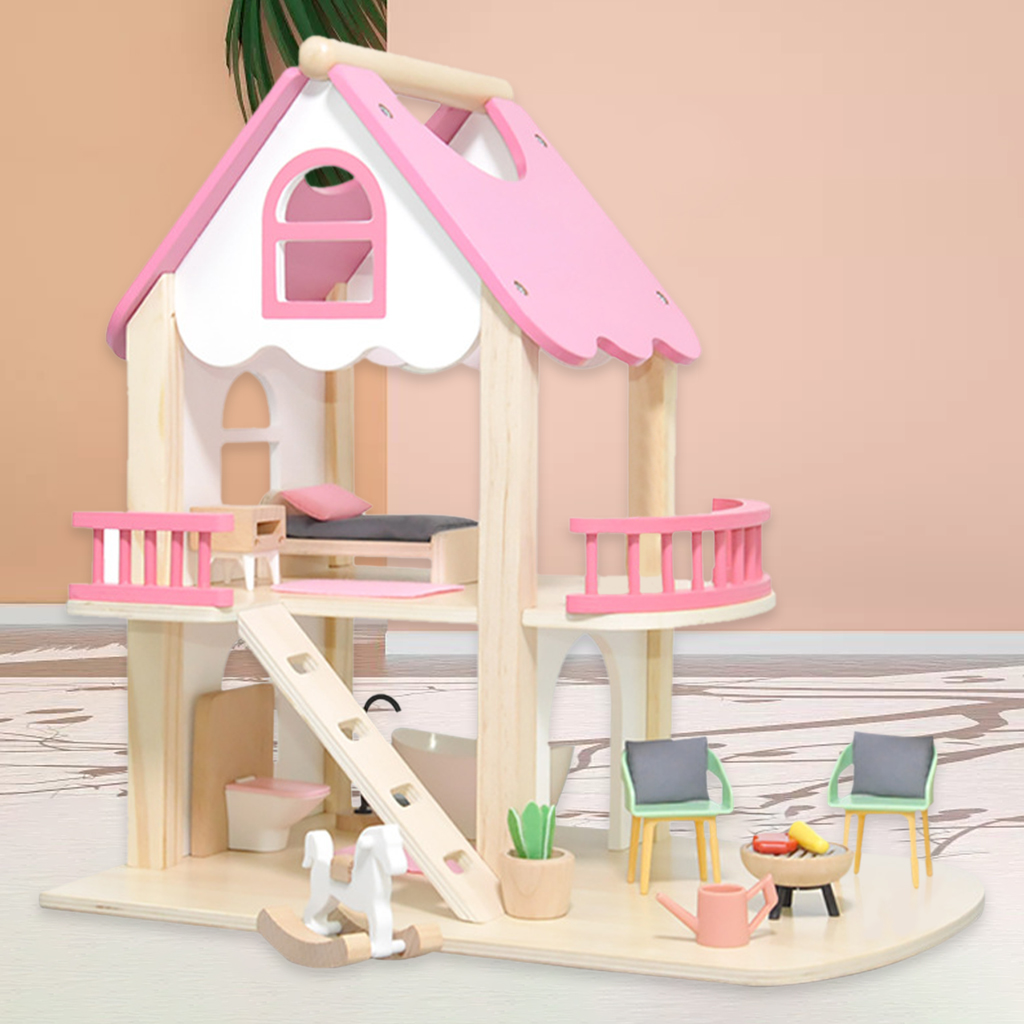 DIY Dollhouses Princess Pink Castle Play House Doll Accessories for Children on Birthday Holiday