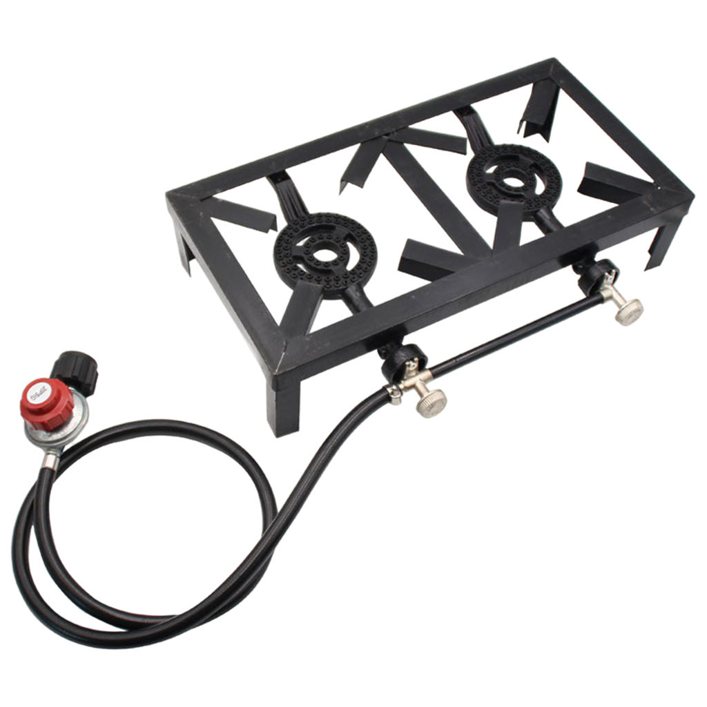 Portable Outdoor Propane Gas Stove Double-Burner Two Burner Cooker for Camping Patio BBQ Fishing Cookware