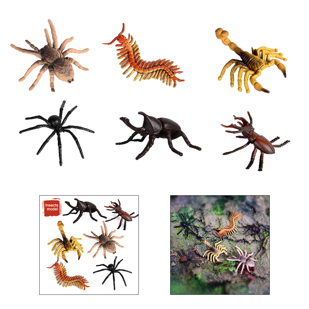6pieces Insects Figures Toys Science Halloween Party Insect Figurines Set