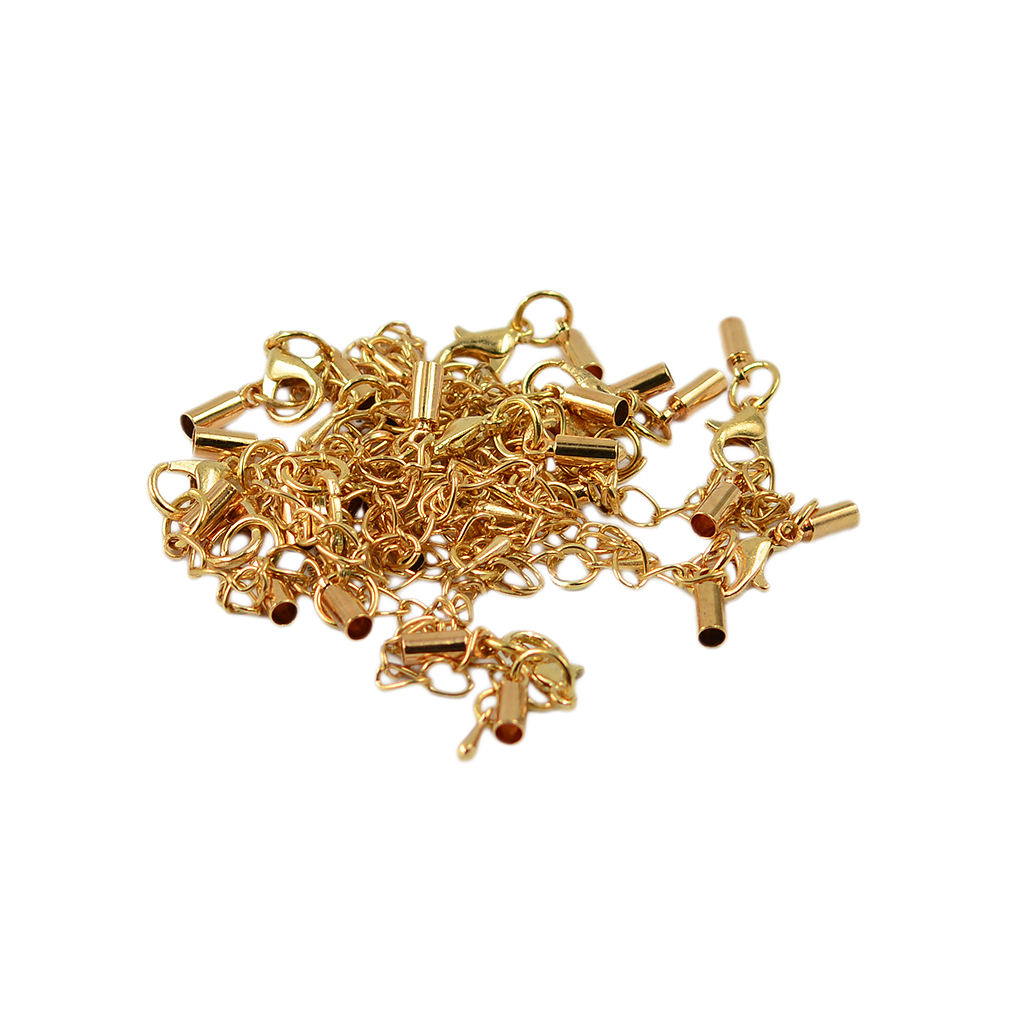 12-pack Lobster Clasp with 3mm Crimp Tube Ends And Extension Chain