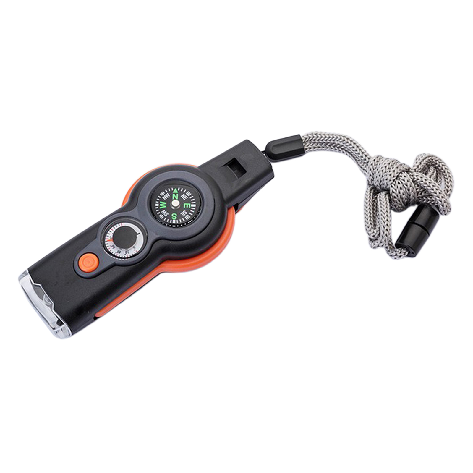 7 in 1 Safety Whistle, Compass, Magnifier, Thermometer, Mirror, Flashlight,
