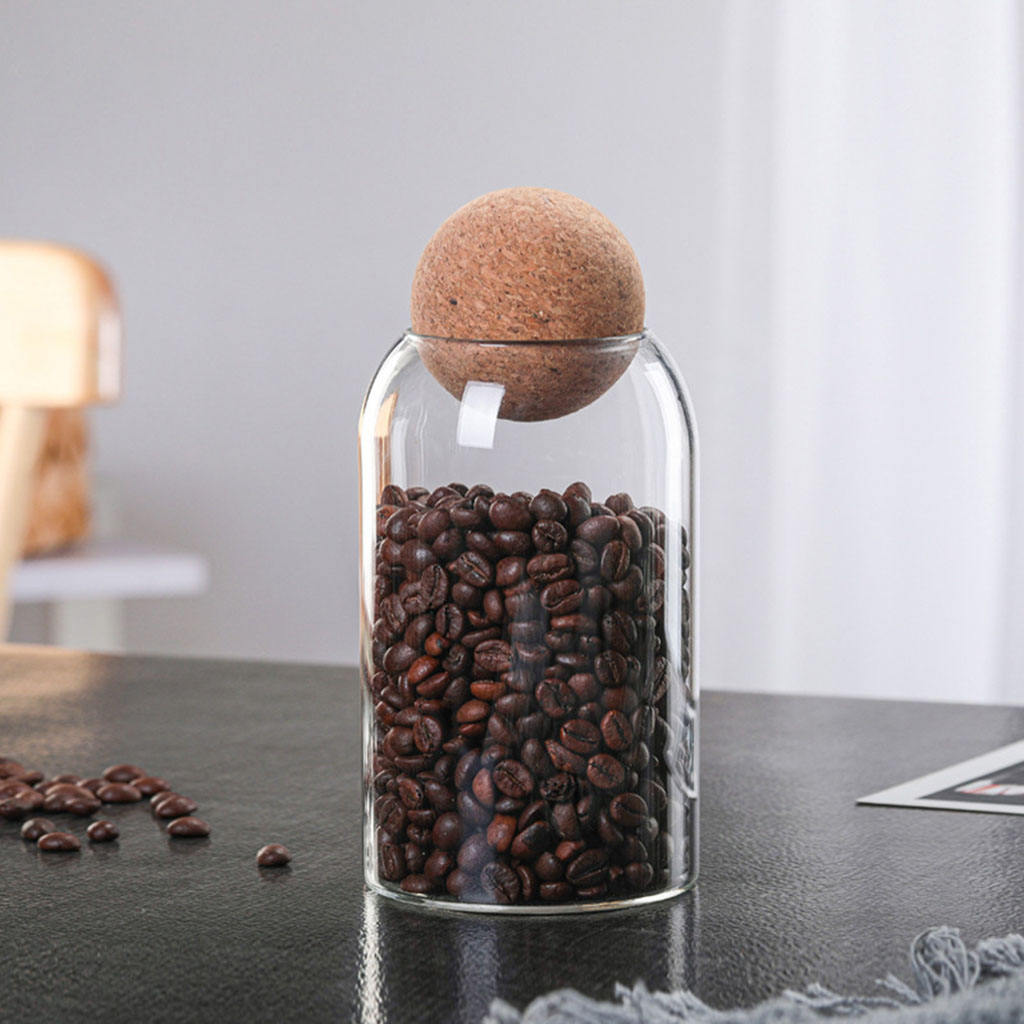 Clear Cork Borosilicate Glass Bottle Storage Sealing Jar Food Candy Coffee Bean Jar Canister Reusable