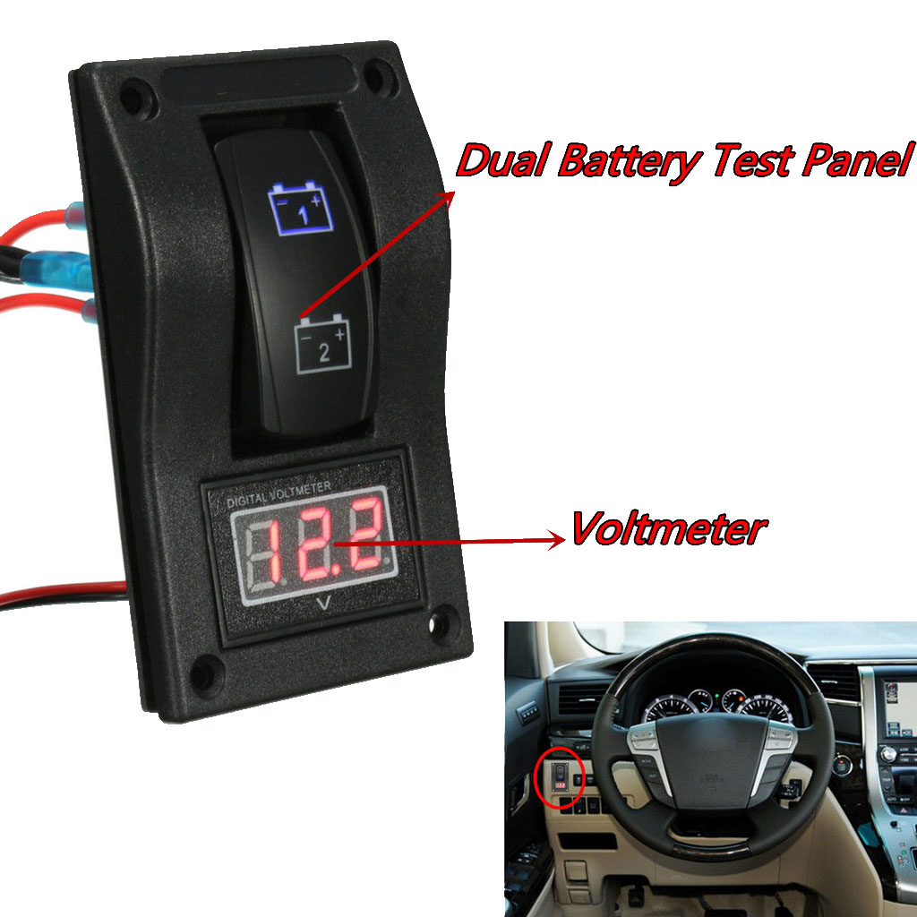 High Quality DC 12V Car Boat Dual Battery Test Panel Rocker Switch LED