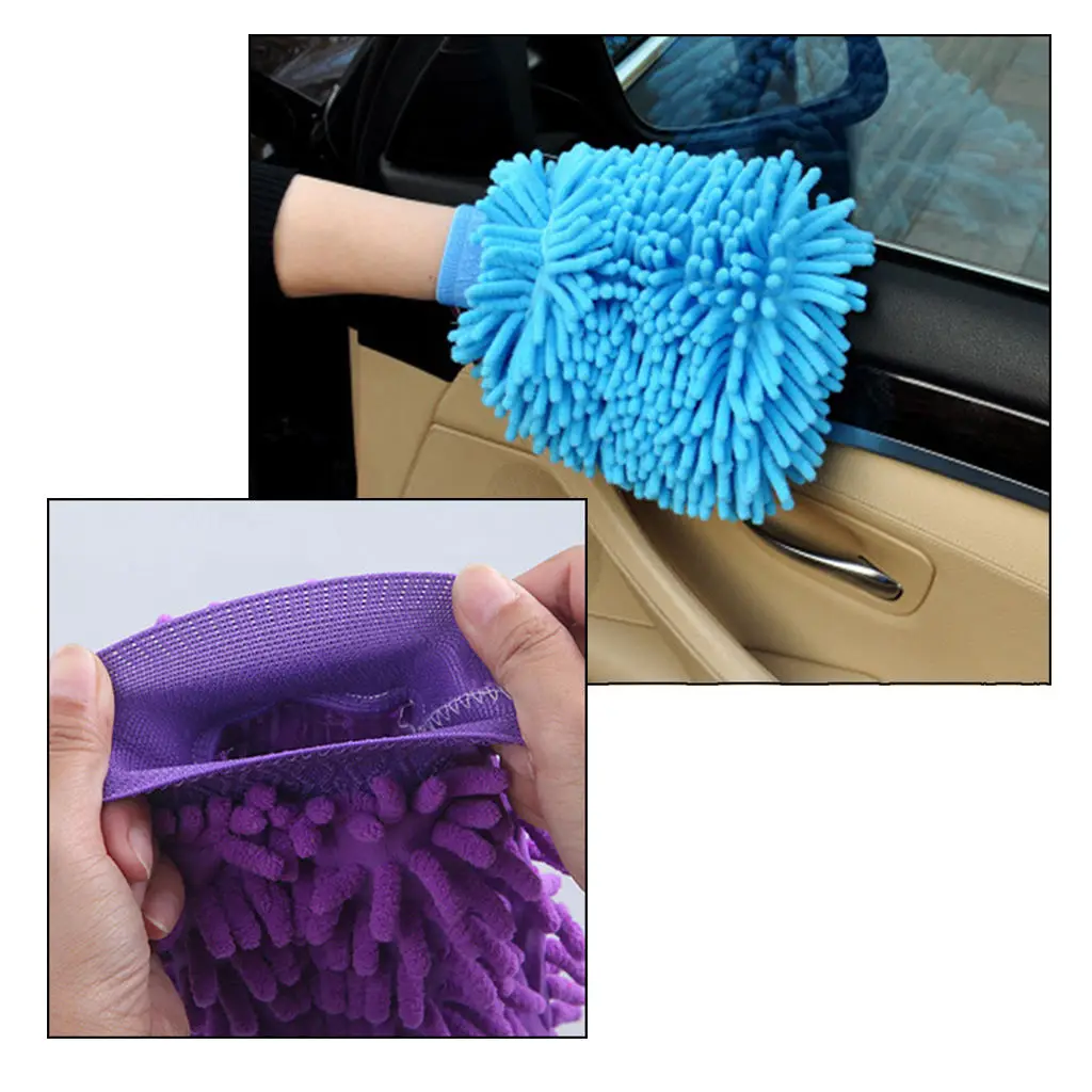 Chenille Car Cleaning Mitt Brush Glove, Microfiber Cleaning Glove Wet Or Dry