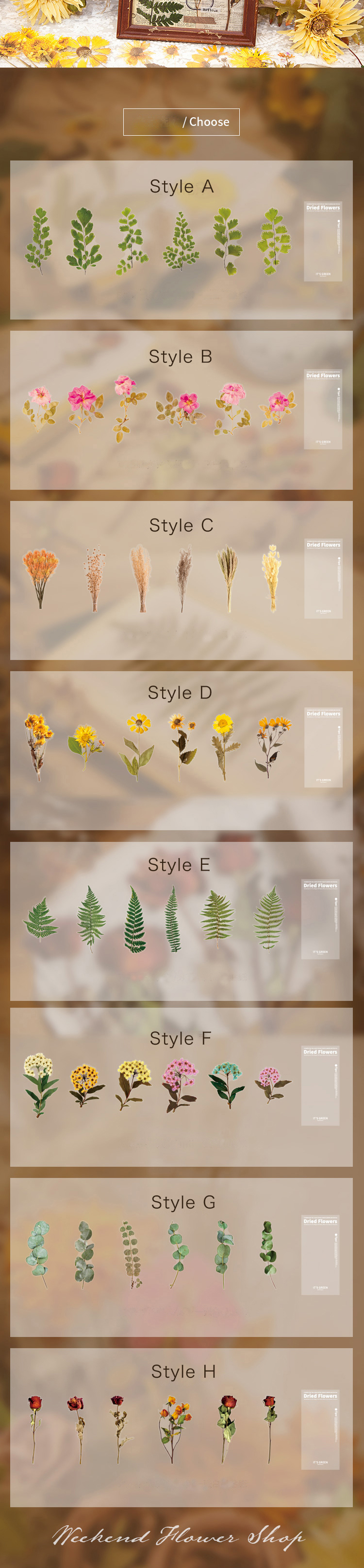 6Pcs Weekend Flowers Deco Stickers Set DIY Stationery Scrapbooking Album Styling Toy Decoration 8 Unique Design Options