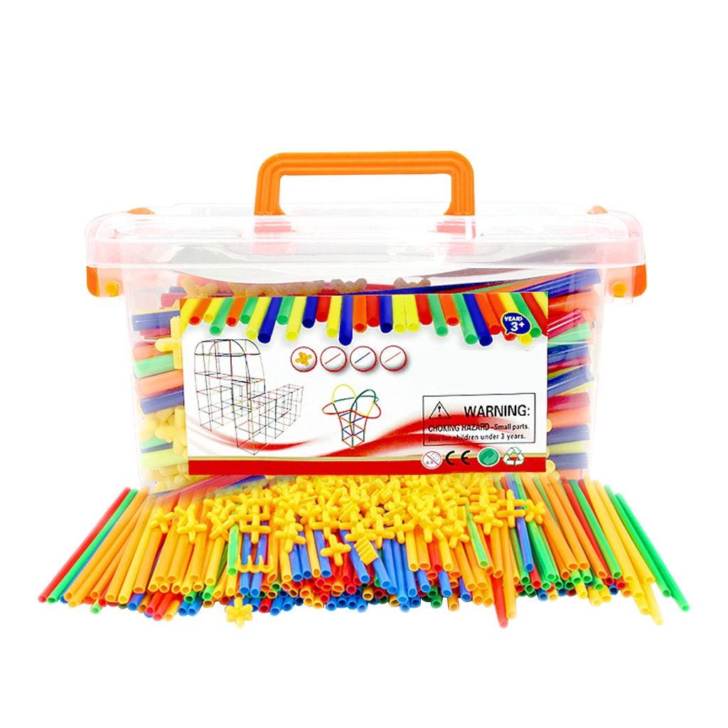 500 PCS 4D DIY Plastic Straw Building Blocks Toy Set Creative Straws Constructor Engineer Educational Motor Skills Toy Kids Gift