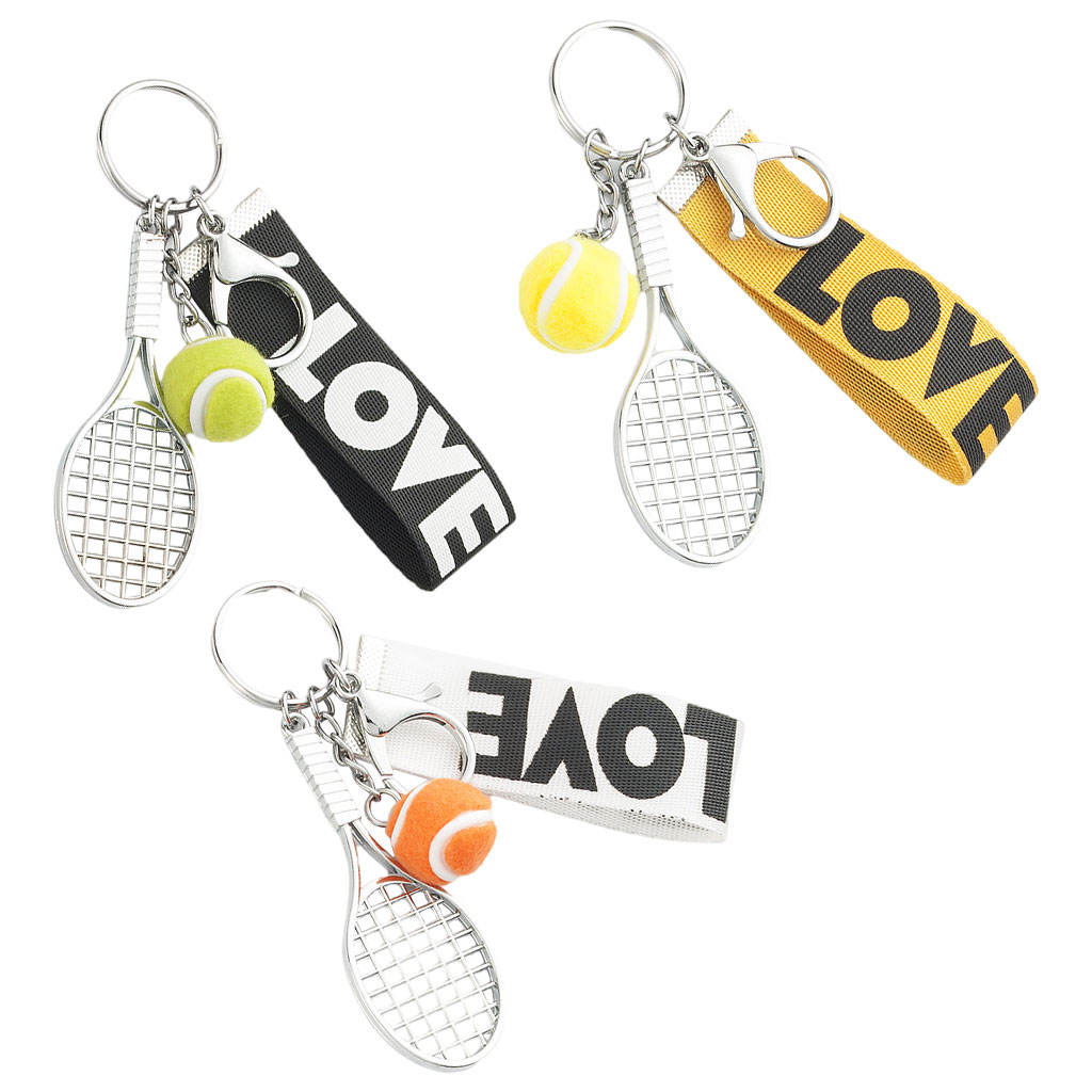 Cute Sport Mini Tennis Racket Pendant Keychain Keyring Key Chain Ring Finder Holer Gifts for Teenager
