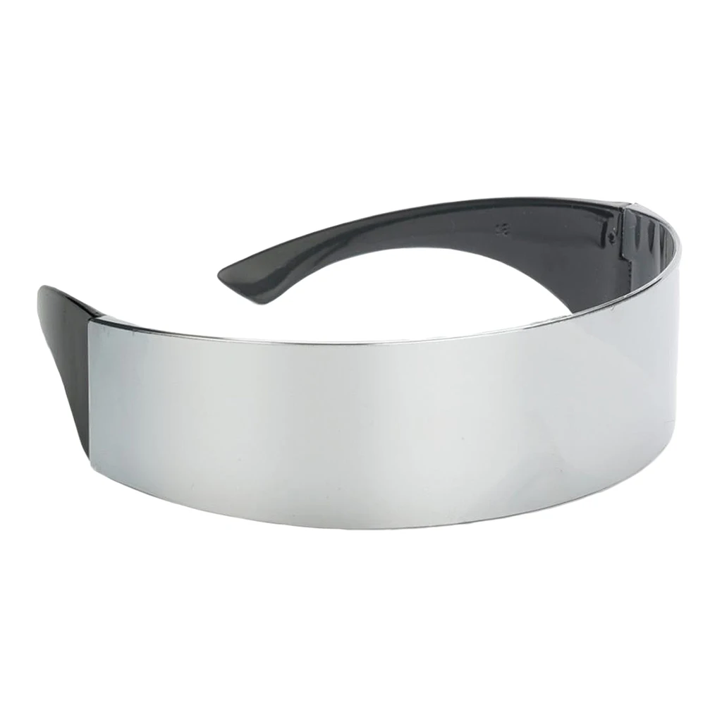 Futuristic Cyclops  Visor Sunglasses with Silver Mirrored Mono Lens