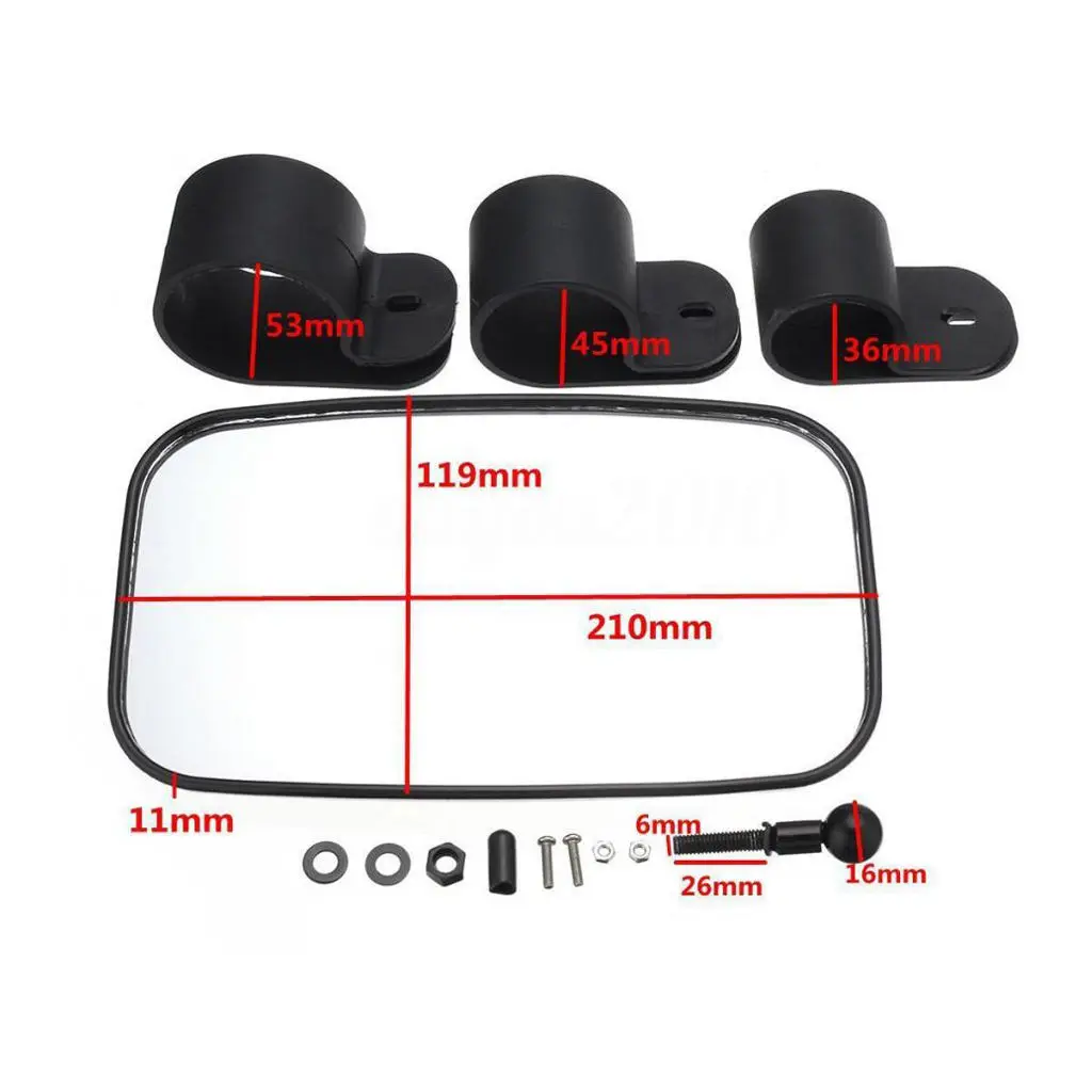 Universal Rear View Mirror Backup Auxiliary Wide View For Car Truck SUV ATV Black