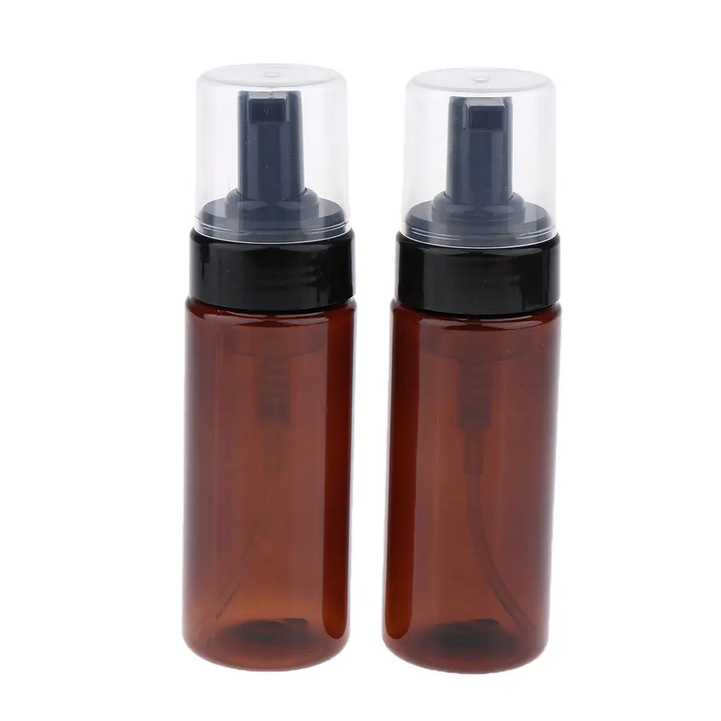 2pcs Foaming Soap Dispenser Amber Bottle Makeup Cosmetic Pump Bottles 150ml Brown