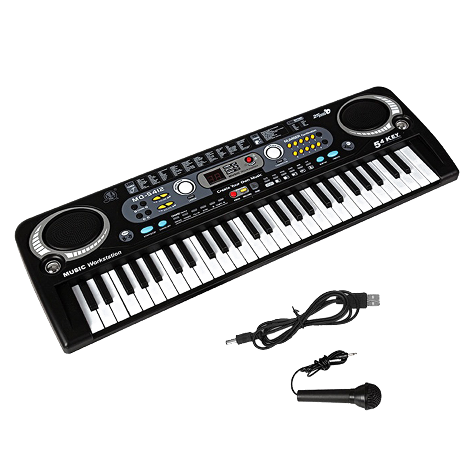 Portable Keyboard Piano 61 Keys Digital Music Key Board with Microphone USB Type