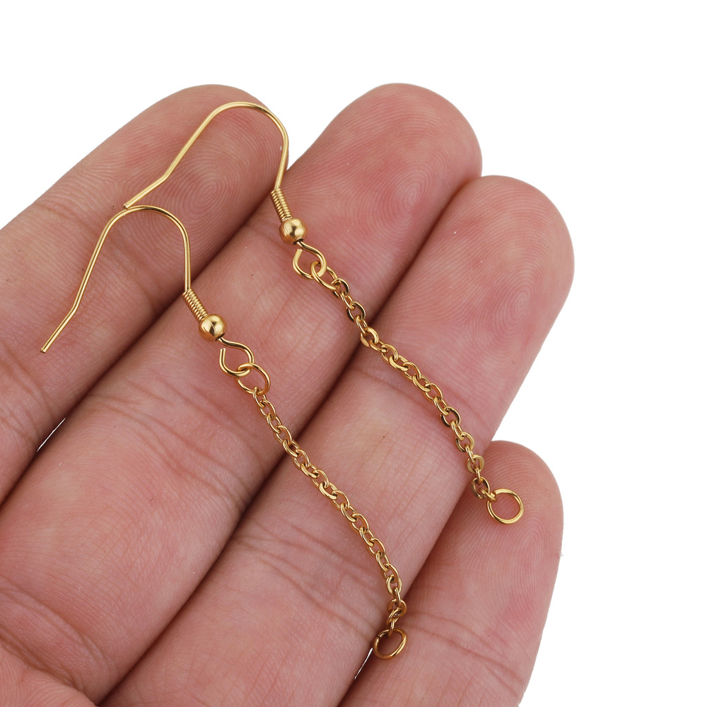 20pcs Gold Stainless Steel Earring Hooks Wires with Ear Earrings Pendant Charms Connector for diy Jewelry Making Finding Supplie